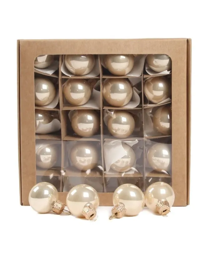 Pallina Di Vetro Lucida Champagne 30Mm Per Albero Di Natale 1Pz