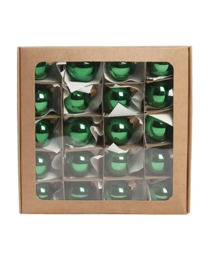 Pallina Di Vetro Lucida Verde 30Mm Per Albero Di Natale 1Pz
