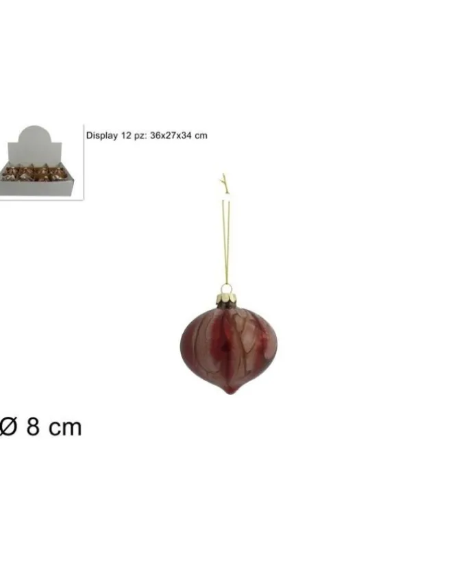 Pallina In Vetro A Goccia 80 Mm Marmorizzata Rossa