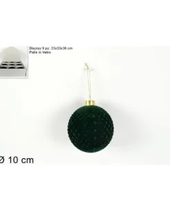 Pallina Per Albero Di Natale Con Velluto Verde 10 Cm