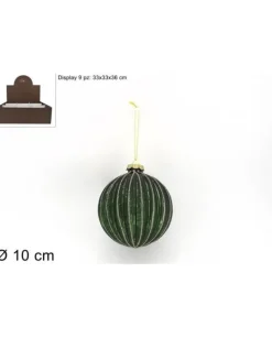 Pallina Sfera Di Vetro 10Cm Verde Opaca Per Albero Di Natale 1Pz