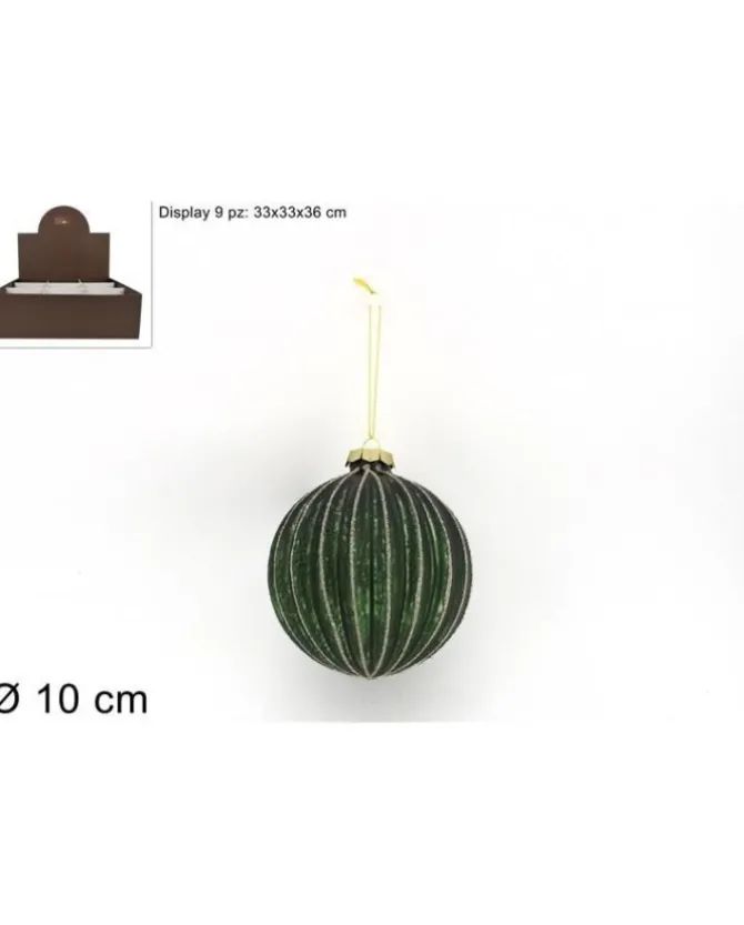Pallina Sfera Di Vetro 10Cm Verde Opaca Per Albero Di Natale 1Pz