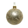 Pallina Sfera Di Vetro Decorata A Mano Oro Opaco 80Mm 6Pz Per Albero Di Natale