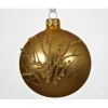 Pallina Sfera Di Vetro Decorata A Mano Oro 80Mm 6Pz Per Albero Di Natale