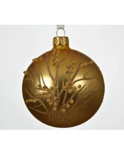 Pallina Sfera Di Vetro Decorata A Mano Oro 80Mm 6Pz Per Albero Di Natale