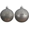 Pallina Sfera Di Vetro Decorata Grigio 1Pz Per Albero Di Natale