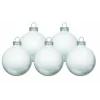 Pallina Sfera Di Vetro Liscia Bianco 80Mm 6Pz Per Albero Di Natale