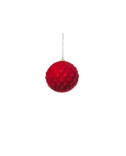 Pallina Sfera Di Vetro Liscia Rossa 80Mm 6Pz Per Albero Di Natale