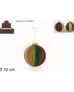 Pallina Sfera Di Vetro O10Cm Multicolor Per Albero Di Natale 1 Pz
