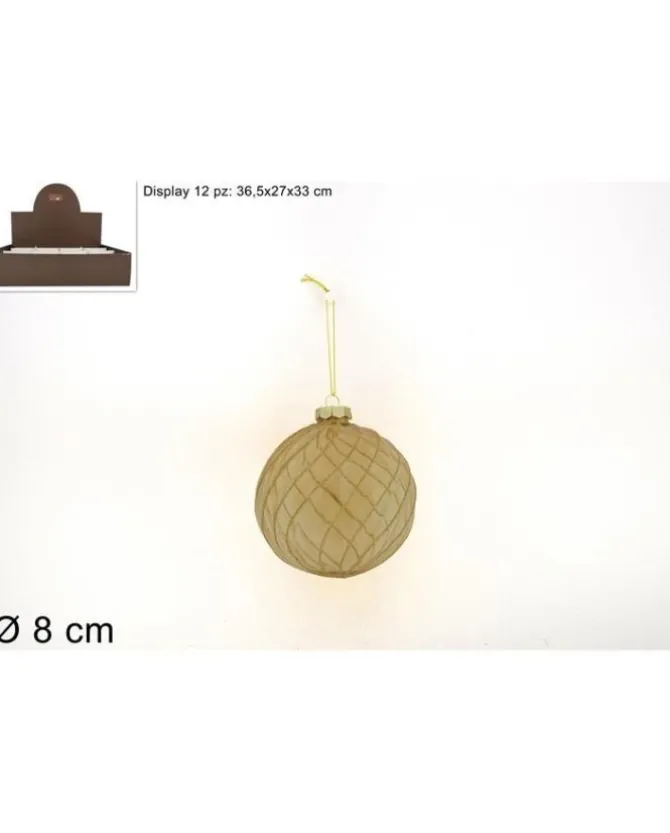 Pallina Sfera Di Vetro Oro O8Cm Per Albero Di Natale 1Pz