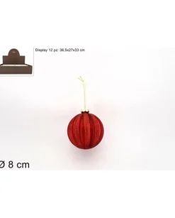 Pallina Sfera Di Vetro Rossa Con Glitter O8Cm 1Pz