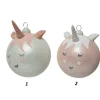 Pallina Sfera Di Vetro Unicorno 80Mm 6Pz Per Albero Di Natale