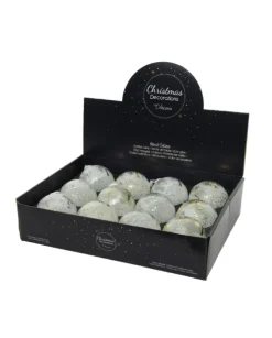 Pallina Sfera In Vetro Con Effetto Ghiacciato Decoro Alvero 8 Cm