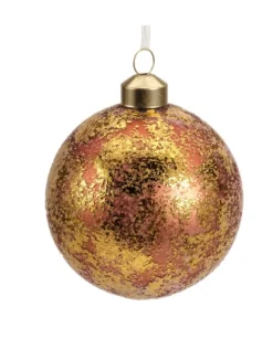 Pallina Sfera In Vetro Decorata Con Finitura In Oro