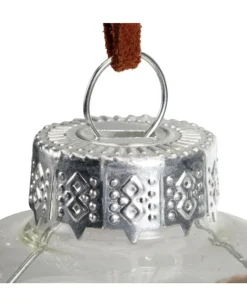 Pallina Sfera In Vetro Trasparente Con Ramo Verde Alliinterno Innevato