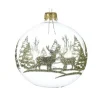 Pallina Sfera Trasparente Con Decoro Cervo Glitterato