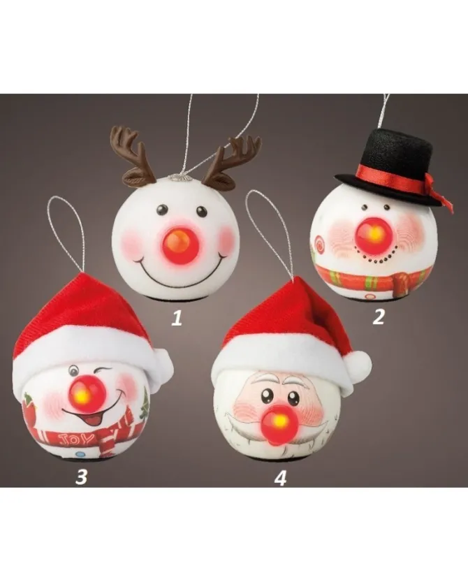 Palline Con Led 4 Modelli Diametro 65Mm Per Albero Di Natale 1Pz