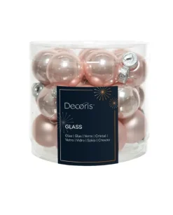 Palline In Vetro Per Albero, Mix Opaco Colore Rosa Cipria Dimensioni (Cm) 2.5Cm24 Pz