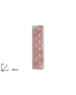 Palline Sfere Bambolina Con Pelliccia Rosa Per Albero Di Natale 6 Cm 6 Pz