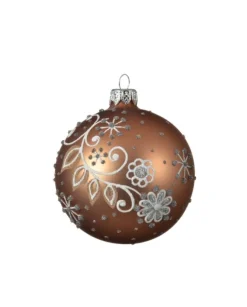 Palline Sfere Di Vetro Decorate 80Mm Per Albero Di Natale 6Pz