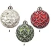 Palline Sfere Di Vetro Decorate 80Mm 3Mod 1Pz Per Albero Di Natale