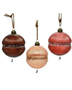 Palline Sfere Di Vetro Decorate Per Albero Di Natale 80Mm 2 Pz