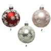 Palline Sfere Di Vetro Decorate 3Colori 80Mm 3Pz Per Albero Di Natale