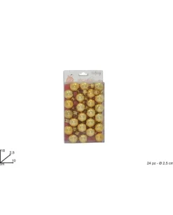 Palline Sfere Di Vetro Oro 25Mm 24Pezzi Per Albero Di Natale