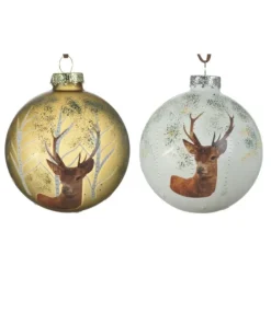 Palline Sfere In Vetro Decorate 2 Colorazioni 8 Cm