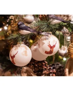 Palline Sfere In Vetro Decorate 2 Colorazioni 8 Cm