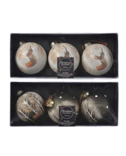 Palline Sfere In Vetro Decorate 2 Colorazioni 8 Cm