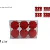 Palline Sfere Rosse Floccate O8Cm Per Albero Di Natale 6Pz