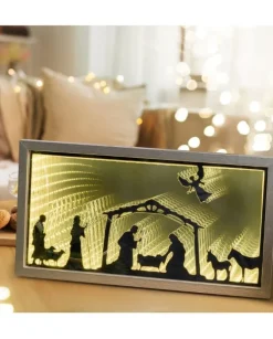 Pannello Decorato Nativita 42X22Cm Infinity Mirror Led Bianco