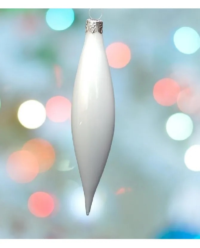 Pendente Appendino Di Vetro Bianco 3Cm 1Pz Per Albero Di Natale