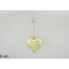 Pendente Cuore Di Vetro Rigato Oro 9Cm Per Albero Di Natalea