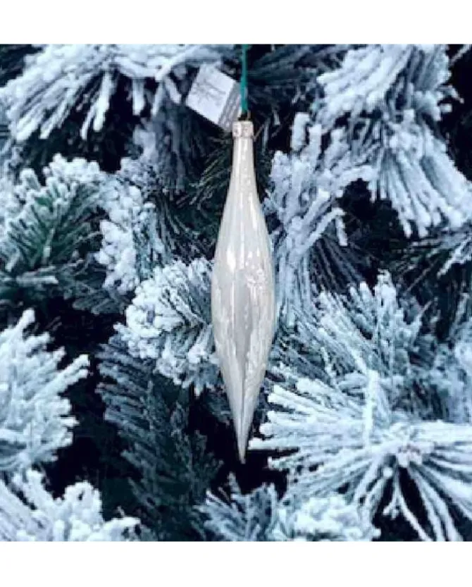 Pendente Di Vetro Bianco 3Cm 1Pz Per Albero Di Natale