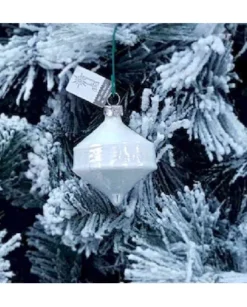 Pendente Di Vetro Bianco 80Mm 1Pz Per Albero Di Natale