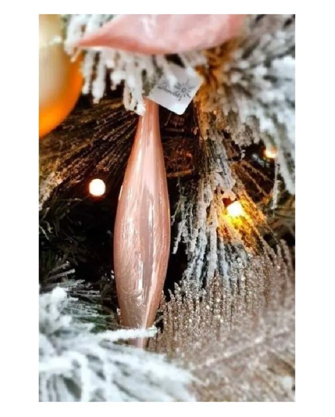 Pendente Di Vetro Cipria 3Cm 1Pz Per Albero Di Natale