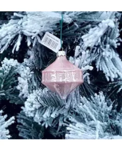 Pendente Di Vetro Rosa 80Mm 1Pz Per Albero Di Natale