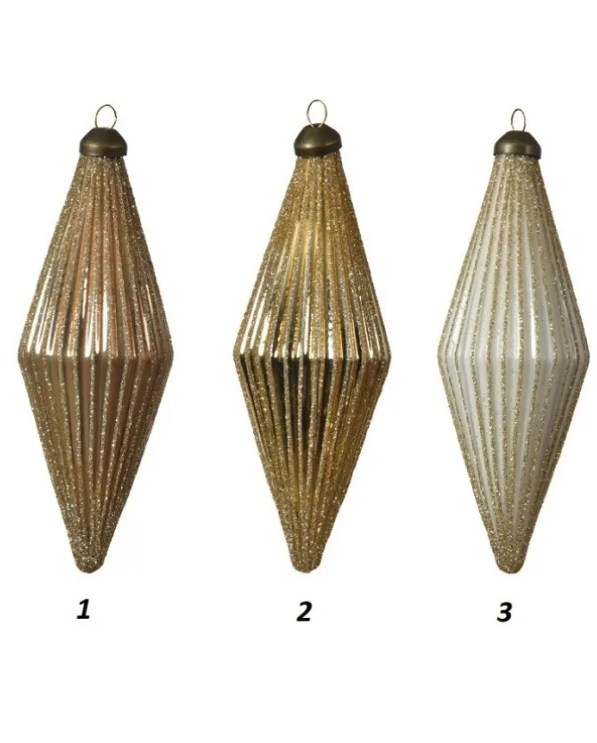 Pendenti Di Vetro Decorati 3 Colori 80Mm 2Pz