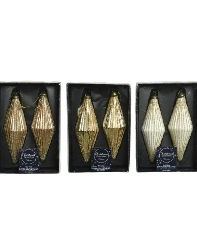 Pendenti Di Vetro Decorati 3 Colori 80Mm 2Pz