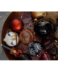 Pendenti Di Vetro Decorato 80Mm 2Pz 3 Colori Per Albero Di Natale