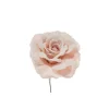 Pick Fiore Rosa Innevata Cipria 17Cm Per Decorazioni Natalizie