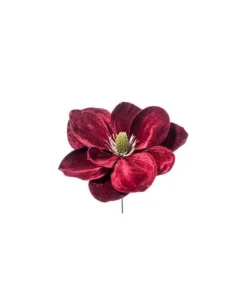 Pick Magnolia Deluxe Velvet 24Cm Burgundy Per Decorazioni Di Natale