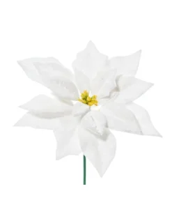 Pick Poinsettia Deluxe Velvet 19Cm Bianca Per Decorazioni Natalizie