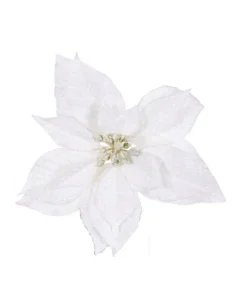 Pick Poinsettia Innevata Bianca Per Decorazioni Di Natale
