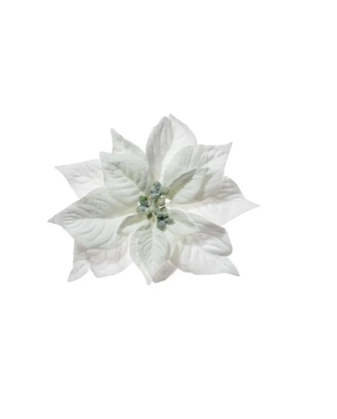 Pick Poinsettia Innevvata In Pvc Bianca 23Cm