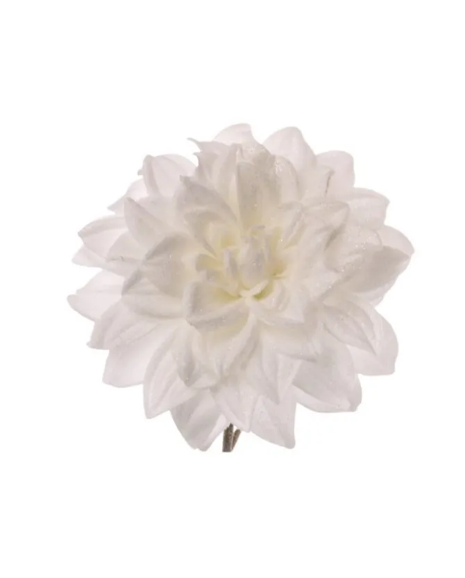 Pick Ramo Dalia 18Cm Bianca Per Decorazioni Di Natale