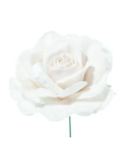 Pick Rosa Bianca Deluxe Velvet In Pvc Per Decorazioni Natalizie 17Cm