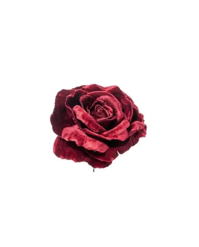 Pick Rosa Deluxe Velvet 17Cm Burgundy Per Decorazioni Natalizie